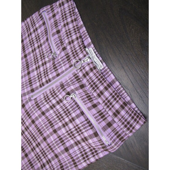 Urban Outfitters UO Pants Size 4 Pink Purple Brown Gingham Susie High Waist Zip - Picture 4 of 8